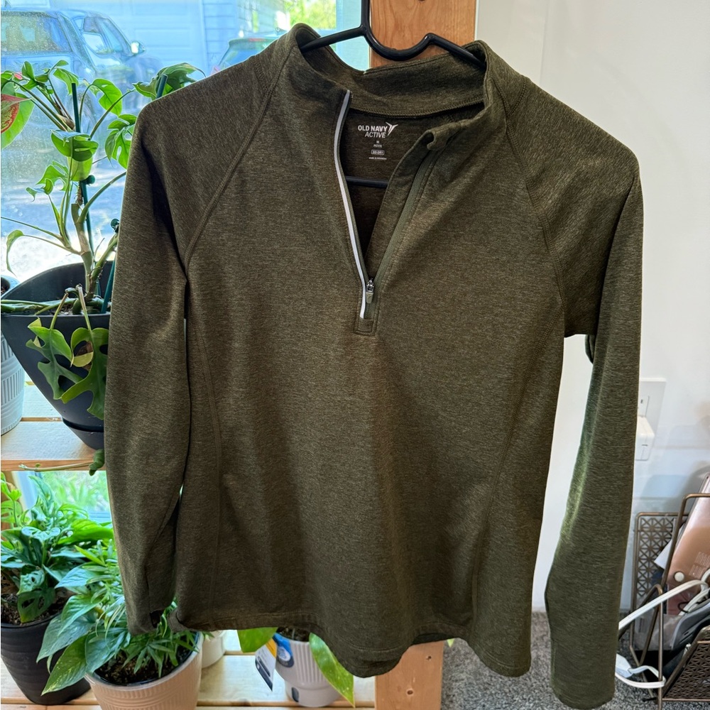 Olive Green Quarter-Zip Pullover